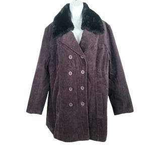 Truworths Corduroy Jacket Purple Faux Fur Remove
